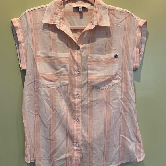 pink/ white striped button down - Picture 2 of 2